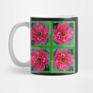 Pink And Green Dahlia Design Mug